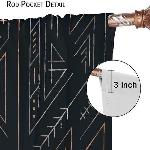 Viking Curtains,Vintage Tribe Mystic Totem Ancient Scandinavian Rune Print Window Treatments for Bedroom Living Room Kitchen Window Drapes 2 Panel Set,Total Size 42" x 45" in Saudi Arabia