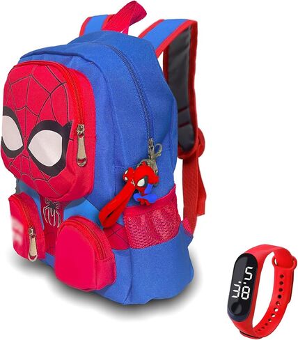 3D Comic Kids Backpack for Toddlers, Red and Black Backpack with Hanging&Wrist Watch, Small Lightweight Bookbag for Boys and Girls Ages 3-6, School Bags for Preschool and Kindergarten Birthday Gift in Saudi Arabia