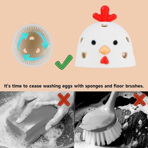 Silicone Egg Brush Cleaner， Egg Cleaner for Fresh Eggs，Egg Brush for Cleaning Fresh Eggs，Cute Chicken Shape，2pcs Egg Washer for Fresh Eggs in Saudi Arabia