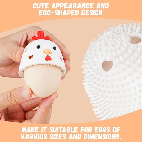 Silicone Egg Brush Cleaner， Egg Cleaner for Fresh Eggs，Egg Brush for Cleaning Fresh Eggs，Cute Chicken Shape，2pcs Egg Washer for Fresh Eggs in Saudi Arabia