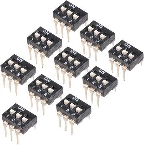 10 قطع من Uxcell مفتاح DIP أسود 1 2 3 مواضع 2.54 ملم للوحة توصيل الدوائر PCB in Saudi Arabia