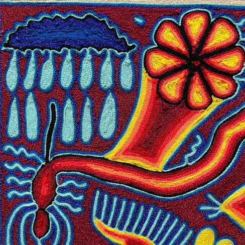 Mexico en la Piel Huichol Yarn Art Collection - Vibrant Wall Decor, 24x24 Inches - Colorful Wooden Painting Wall Art (Home) in Saudi Arabia
