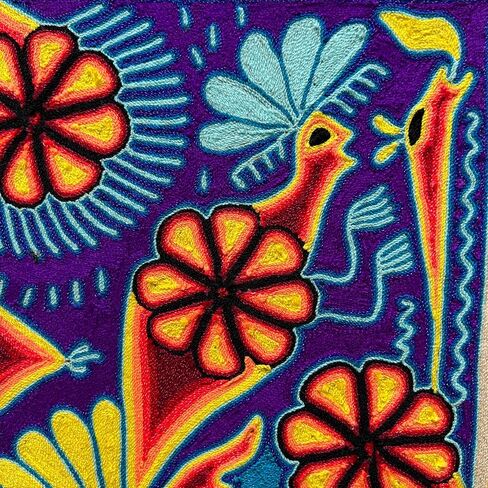 Mexico en la Piel Huichol Yarn Art Collection - Vibrant Wall Decor, 24x24 Inches - Colorful Wooden Painting Wall Art (Home) in Saudi Arabia