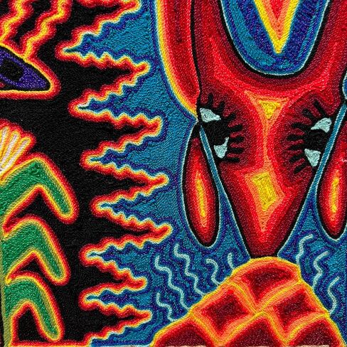 Mexico en la Piel Huichol Yarn Art Collection - Vibrant Wall Decor, 24x24 Inches - Colorful Wooden Painting Wall Art (Home) in Saudi Arabia