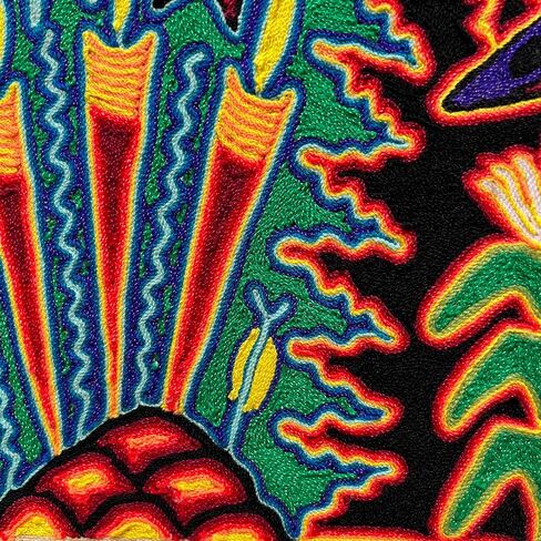 Mexico en la Piel Huichol Yarn Art Collection - Vibrant Wall Decor, 24x24 Inches - Colorful Wooden Painting Wall Art (Home) in Saudi Arabia