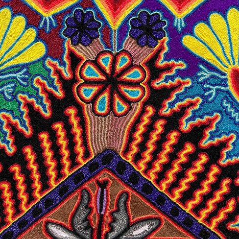 Mexico en la Piel Huichol Yarn Art Collection - Vibrant Wall Decor, 24x24 Inches - Colorful Wooden Painting Wall Art (Home) in Saudi Arabia