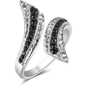 Wrap Ring s925 Sterling Silver Dainty Zirconia Adjustable Open Ring Promise Rings Birthday Jewelry Gifts for Women Her Mom Christmas