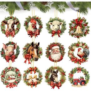 24 Pcs Christmas Wood Ornaments Christmas Tree Ornaments Decorations Hanging Christmas Wood Cutouts for Xmas Holiday New Year Winter Wonderland Home Party in Kuwait