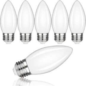 6 عبوات B11 E26 لمبات شمعدان LED، 5 وات تساوي 40 وات لمبات إضاءة إديسون، ضوء النهار الأبيض 5000 ك لمبة شمعة قابلة للتعتيم للثريات، مروحة السقف، قلادة، شمعدانات الجدار 450LM لمبة إضاءة زجاج حليبي in Kuwait