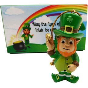 Westmon Works Leprechaun Ornament Gift Set Handpainted Figurine Pack Irish Legend Ireland Folklore Holiday Decoration Gift Boxed