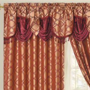 GOHD Dance with Wind. Jacquard Window Curtain Panel Drape with Attached Fancy Valance. 2pcs Set. Each pc 54 inch Wide x 84 inch Drop with 18 inch Valance. (Teal)