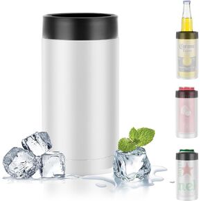 16oz Stainless Steel Double Wall Insulated Can Cooler, Beer Bottle Holder, Bottle or Tumbler for Slim Beer & Hard Seltzer CansS（Silver）