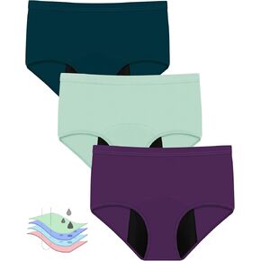OVRUNS Period Panites for Women Leakproof Period Underwear Heavy Flow Incontinence Underwear for Menstrual Postpartum 3 Pack