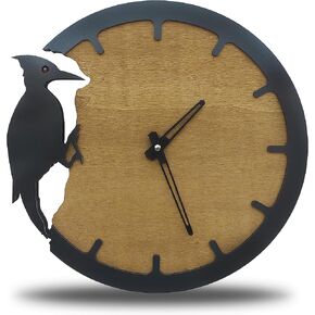 Woodpecker Wall Clock, Modern Home Decor, Animal Wall Clock, Wooden Wall Clock, Clocks for Living Room Decor (12 inches)