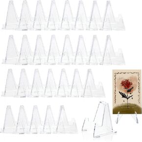 30 Pack Challenge Coin Display Stand Coin Holder, Small Easels for Displaying Coins Challenge Medals Casino Chips, Acrylic Card Stands for Sports Cards Baseball Card Holder Trading Card Display 1.4 “ Tall
