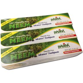 6 Tubes Madina Neem Toothpaste 100% Vegetable Base Flouride Free Advance Mint