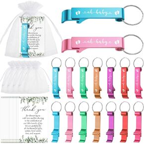 56 Sets Baby Shower Favor for Guests 56 Includes Baby Shower Keychains Bottle Opener Thank You Cards Organza Bags Baby Shower Decoration Baby Shower Return Gifts for Gender Reveal