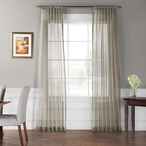 HPD Half Price Drapes SHCH-VOL1-108-PR Voile Poly Sheer Curtain Pair (2 Panels), 50W x 108L, Solid White