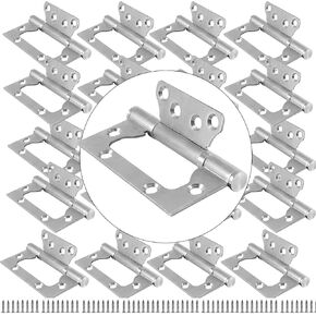 20 Pack 3 x 4 Inch Non Mortise Door Hinges, Mobile Home Door Hinges, Brushed Nickel Flush Heavy Duty Smooth Mute Movement with 160 pcs Mounting Screws, Silver