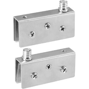 uxcell Adjustable Glass Door Hinges Clamp，Stainless Steel Cabinet Pivot Hinge Clip for 8-10mm Thickness Glass 70x18x33mm, 1 Pair