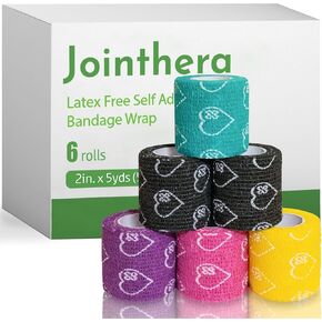 Premium Latex Free Self Adhesive Bandage Wrap - 2 Inch x 5 Yards, 6 Pack | Elastic Cohesive Bandages, Vet Wound Tape for Pet, Athletic Adherent Grip for Sports, Medical and Tattoo Supplies