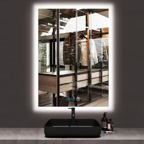 36x36 Inch Square Backlit LED Bathroom Mirror with Lights Anti Fog 36 Inch LED Lighted Vanity Mirror for Bathroom Wall Vanity Mirror with Lights 3 Color Dimmable Bathroom Backlit Smart Mirror