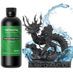 HD Water Washable Resin Easy to Clean Fast UV Curing 3D Printer Resin Photopolymer Low Viscosity Rapid 3D Resin Liquid with High Precision Suit for SLA/LCD/DLP Printing HD Grey 1KG