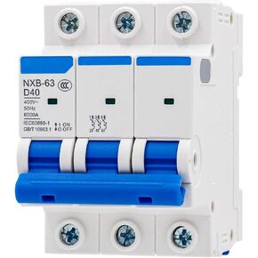 Baomain Mini Circuit Breaker NXB-63 D40 AC 400V 40Amp 3 Pole DIN Rail Mounting Work for Motor Protection and Air Compressor