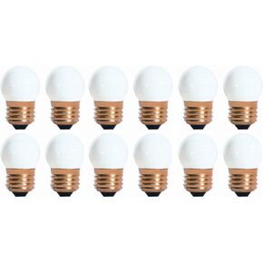 25 Pack 7.5 Watt S11 Medium Base 130 Volt 2500 Hour Ceramic White Sign or Indicator Lightbulb