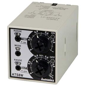 ATS8W-41، مؤقت مزدوج، 6 أوضاع، متعدد المدى (0.1 ثانية - 10 ساعات)، DPDT(2c) أو 2 SPDT، 100-240VAC/24-240 VDC، 8Pin، (مطلوب مقبس)