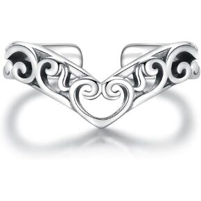 925 Sterling Silver Toe Ring Adjustable Butterfly Filigree Boho Summer Jewelry for Women