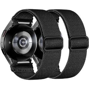 2 Pack Compatible with Samsung Galaxy Watch 3 45mm / Gear S3 Frontier/Galaxy Watch 46mm, 22mm Soft Elastic Nylon Adjustable Wristband for Men Women