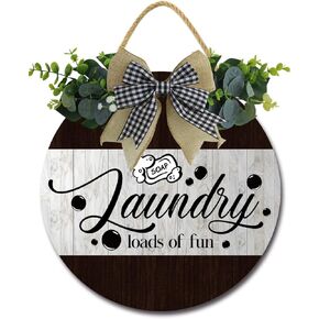 Laundry The Never Ending Story Sign Rustic Wooden Plaque Wreaths for Wall Door Funny Decor Vintage Hanging Room Wash House Farmhouse 12IN