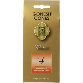 Gonesh Incense Cones No.4, Perfumes of Orchards & Vines, Brown, 25 Piece