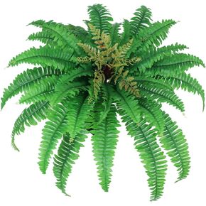 Artificial Ferns for Outdoors & Indoors, 40in Large Faux Ferns 39 Fronds Fake Boston Fern Plant for Planter Garden Porch Entrance Home Windowsill Yards Farmhouse Decoraction (1 Stem Green)…