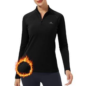 Pioneer Camp Long Sleeve Shirts for Women Quarter Zip Fleece Pullover Tee Athletic Shirt Workout Hiking Lightweight Tops