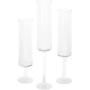 Koyal Wholesale Modern Skinny Pedestal Candle Holders, Slim Floating Candle Holders Long Stemmed Candle Holder Set of 3