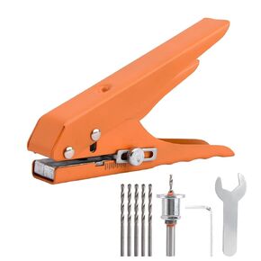 Hole Punch, 8mm Handheld Puncher Screw Cover Hole Punch Set with Countersink Drill & Wrench, Heavy Duty Hole Punch for Photo Paper PVC Cards Edgebanding(as Shown)