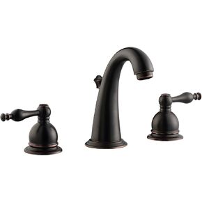 Derengge Oil Rubber Bronze Widespread Bathroom Faucet, 8 Inch Two-Handle Bathroom Sink Faucet with Pop-up Drain,3 Hole Lavatory Faucet,F-9305-ORB