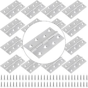 24 PCS 3.5 Inch Stainless Steel Folding Butt Hinges, Silver Home Furniture Hardware Door Hinges with Mounting Screws