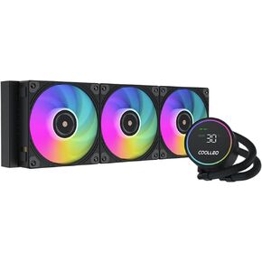 COOLLEO BL360 مبرد وحدة المعالجة المركزية الرقمي 360 مم AIO CPU Cooler، مضخة مياه ثلاثية المراحل تسع مراحل + 3 × Hurricane T28Mag PWM Fan 300W TDP Liquid CPU Cooler لـ AMD AM4/AM5 وIntel LGA 115X/1200/1700