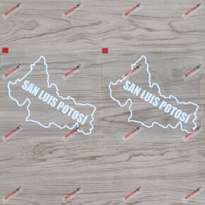 San Luis Potosi State of Mexico Decal Sticker Vinyl Mexican SLP Map Outline - 2 Pack White, 4 Inches - Die-Cut No Background for Car Laptop Cup