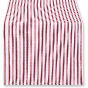Cackleberry Home Red and White Ticking Stripe Woven Cotton Table Runner Reversible 14 x 72 Inches