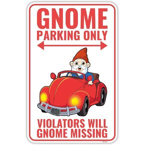 Venicor Gnome Parking Sign Decor - 9 x 14 Inches - Aluminum - Funny Gnome Gifts for Women - Gnome Decorations for Home Poster Stickers Stuff