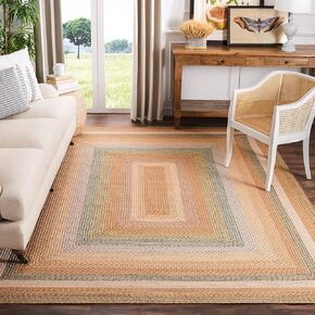 SAFAVIEH Braided Collection 5' x 8' Tan / Multi BRD314A Handmade Country Cottage Reversible Area Rug