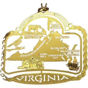 Virginia State Brass Christmas Ornament Souvenir Gift
