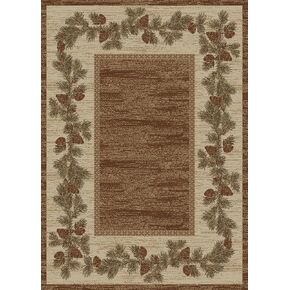 Rug Empire Rustic Lodge, Pine Cone Open Field Area Rug, 26" W x 39" L, Multi 6708