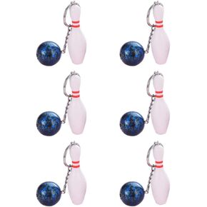 6CS Bowling Pins Keychain: Mini Bowling Ball Keychain Pendants Sport Keychain Bowling Party Favors Hanging Bowling Keychains for Bag Charms Souvenir (Random Color)