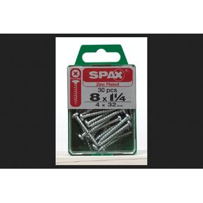 SPAX Multi-Material Screw 1-1/4" Zinc Phillips/Square Multiple Material Thread Pan Head Box 30