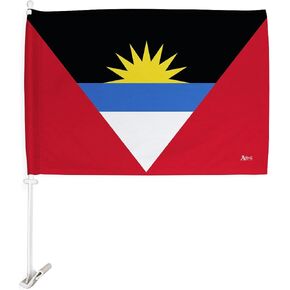 Team Antigua and Barbuda Car Flag Bandera Para Carros De Antiguan Barbudan Decor For Window Clip Mount Auto Accessories Sport Fan Gifts League Olympics Party Supplies Patriotic Decorations Made in USA